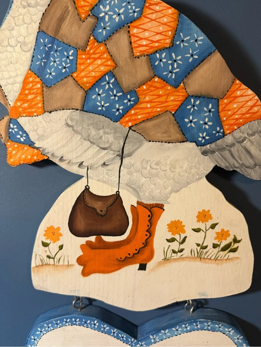 Welcome Goose Wall Plaque - Blue and Orange
